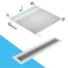 QM Drain SP64.33.700.58F ST - Shower Pan Curbless Kit 64'' with a 58'' Wedgewire Linear Drain Flange Edge in