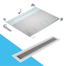 QM Drain SP80.33.700.58F ST - Shower Pan Curbless Kit 80'' with a 58'' Wedgewire Linear Drain Flange Edge in