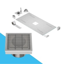 QM Drain SPC.33.700.04 ST - Curbless Center Shower Pan Kit 32'' x 63'' with 4'' Wedgewire Square