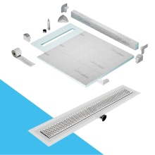 QM Drain SPC40.33.300.32FSO ST - Shower Pan Kit 40'' with a 32'' Delta Linear Drain Flange Edge Side Outlet in
