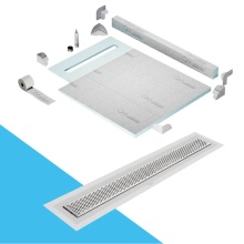 QM Drain SPC40.33.300.32F ST - Shower Pan Kit 40'' with a 32'' Delta Linear Drain Flange Edge in Satin