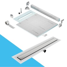 QM Drain SPC40.33.500.32FSO - Shower Pan Kit 40'' with a 32'' Mist (Tile-in) Linear Drain Flange Edge Side O