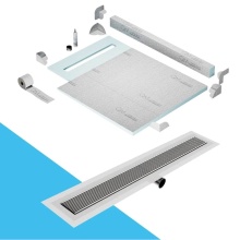 QM Drain SPC40.33.700.32FSO ST - Shower Pan Kit 40'' with a 32'' Wedgewire Linear Drain Flange Edge Side Outlet