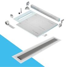 QM Drain SPC40.33.700.32F ST - Shower Pan Kit 40'' with a 32'' Wedgewire Linear Drain Flange Edge in Satin