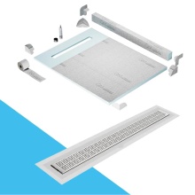 QM Drain SPC48.33.200.36F ST - Shower Pan Kit 48'' with a 36'' Kai Linear Drain Flange Edge in Satin