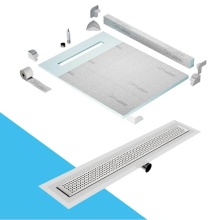 QM Drain SPC48.33.400.36FSO ST - Shower Pan Kit 48'' with a 36'' Lotus Linear Drain Flange Edge Side Outlet in