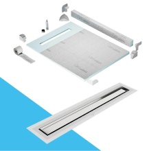 QM Drain SPC48.33.500.36F ST - Shower Pan Kit 48'' with a 36'' Mist (Tile-in) Linear Drain Flange Edge in Sat