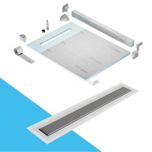 QM Drain SPC48.33.700.36F ST - Shower Pan Kit 48'' with a 36'' Wedgewire Linear Drain Flange Edge in Satin