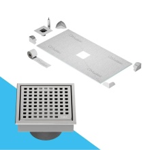 QM Drain SPC.88.100.04 ST - Curbless Center Shower Pan Kit 32'' x 63'' with 4'' Mira Square Drai
