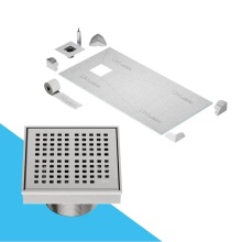 QM Drain SPO.33.200.04 ST - Curbless Off-Center Shower Pan Kit 32'' x 63'' with 4'' Kai Square D