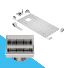 QM Drain SPO.33.700.04 ST - Curbless Off-Center Shower Pan Kit 32'' x 63'' with 4'' Wedgewire Sq