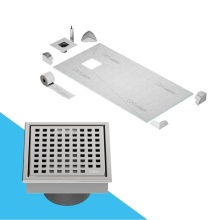 QM Drain SPO.88.100.04 ST - Curbless Off-Center Shower Pan Kit 32'' x 63'' with 4'' Mira Square