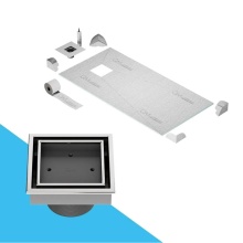 QM Drain SPO.88.300.04 PS - Off- Center Curbless Shower Pan Kit 32'' x 63'' with 4''Veil (Tile-I