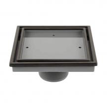 QM Drain 88.300.06 - Lagos Series. Veil Line. 5 3/4'' Square Drain. Black/Orb fin.