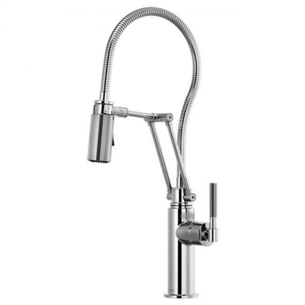 Articulating Faucet With Knurled Handle And Finished Hose
