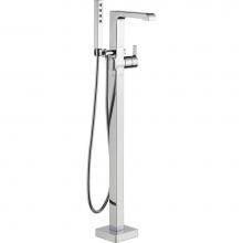 Delta Canada T4767-FL - Ara® Single Handle Floor Mount Tub Filler Trim with Hand Shower