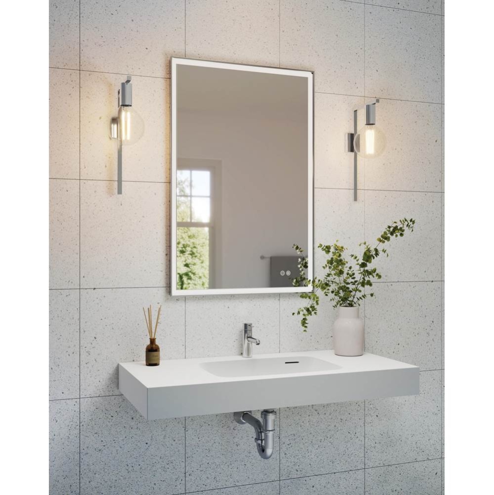 ARTUS FRAMED MIRROR 21'' W x 36'' H +DEFOG +LIGHT, CHROME