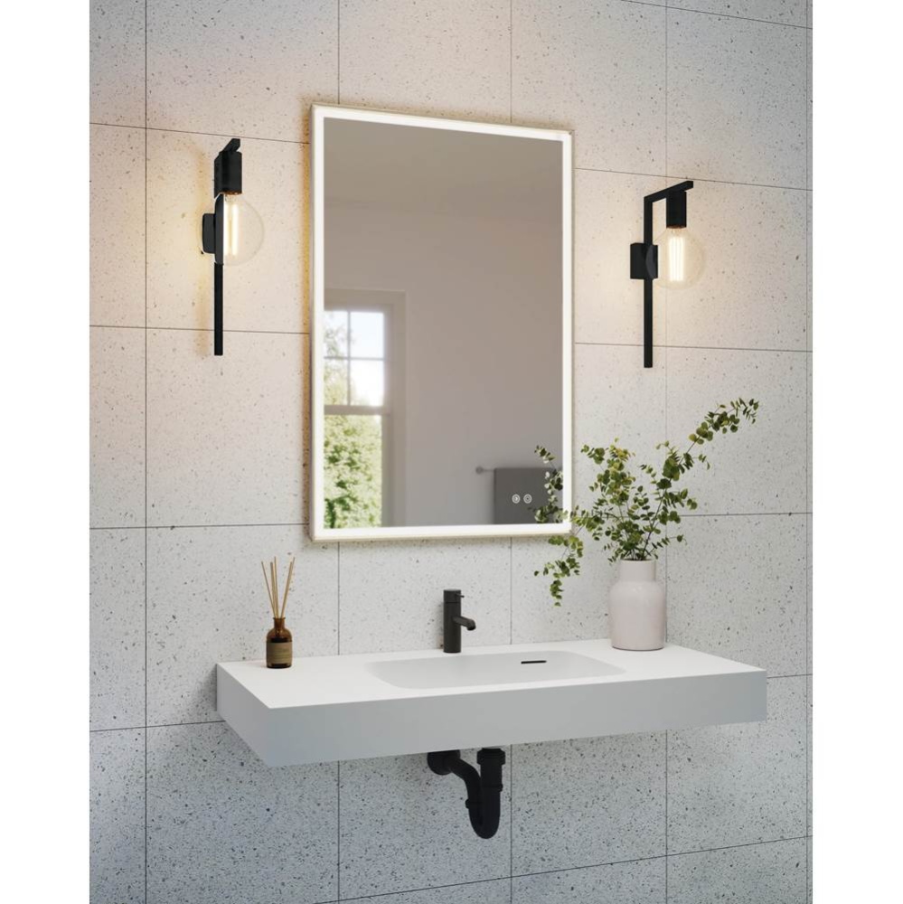 ARTUS FRAMED MIRROR 24'' W x 36'' H +DEFOG +LIGHT, BRUSHED NICKEL