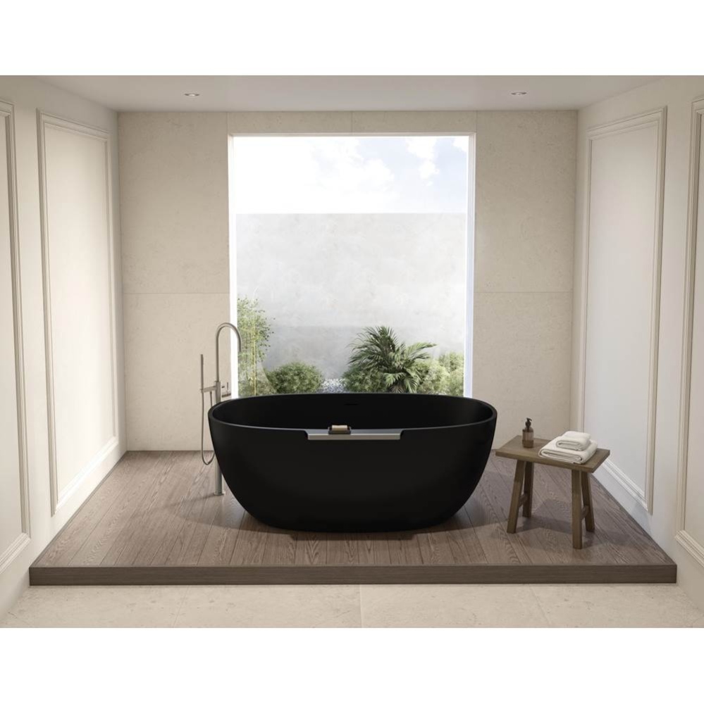 ARIA STONE LUCIA TUB/63 X 35/MATTE BLACK TUB / BRUSHED NICKEL TRIM