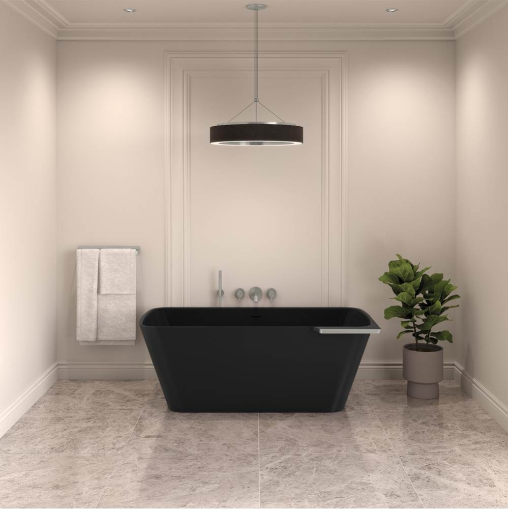 ARIA STONE LUKAS TUB/LEFT/64 x 33/MATTE BLACK / BRUSHED NICKEL TRIM