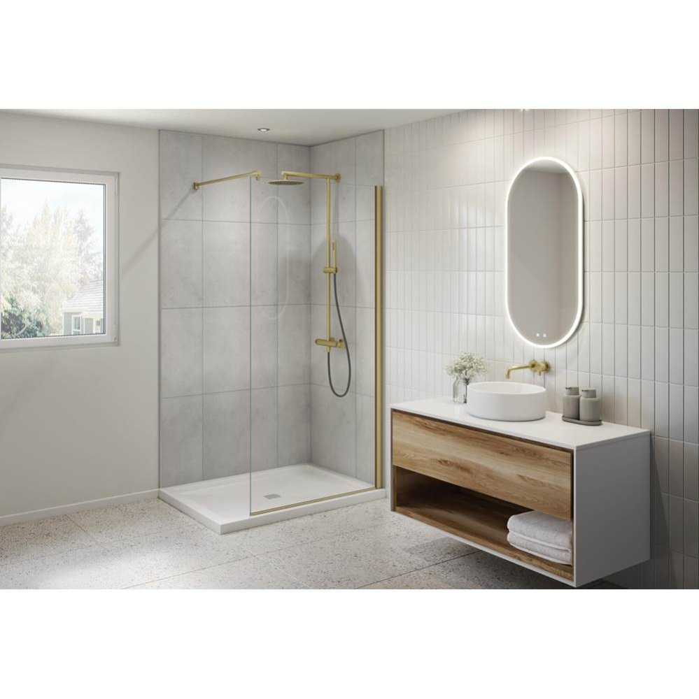 LEXUS SHOWER SHIELD 29'' /79''H/10MM/BRUSHED GOLD/CLEAR GLASS