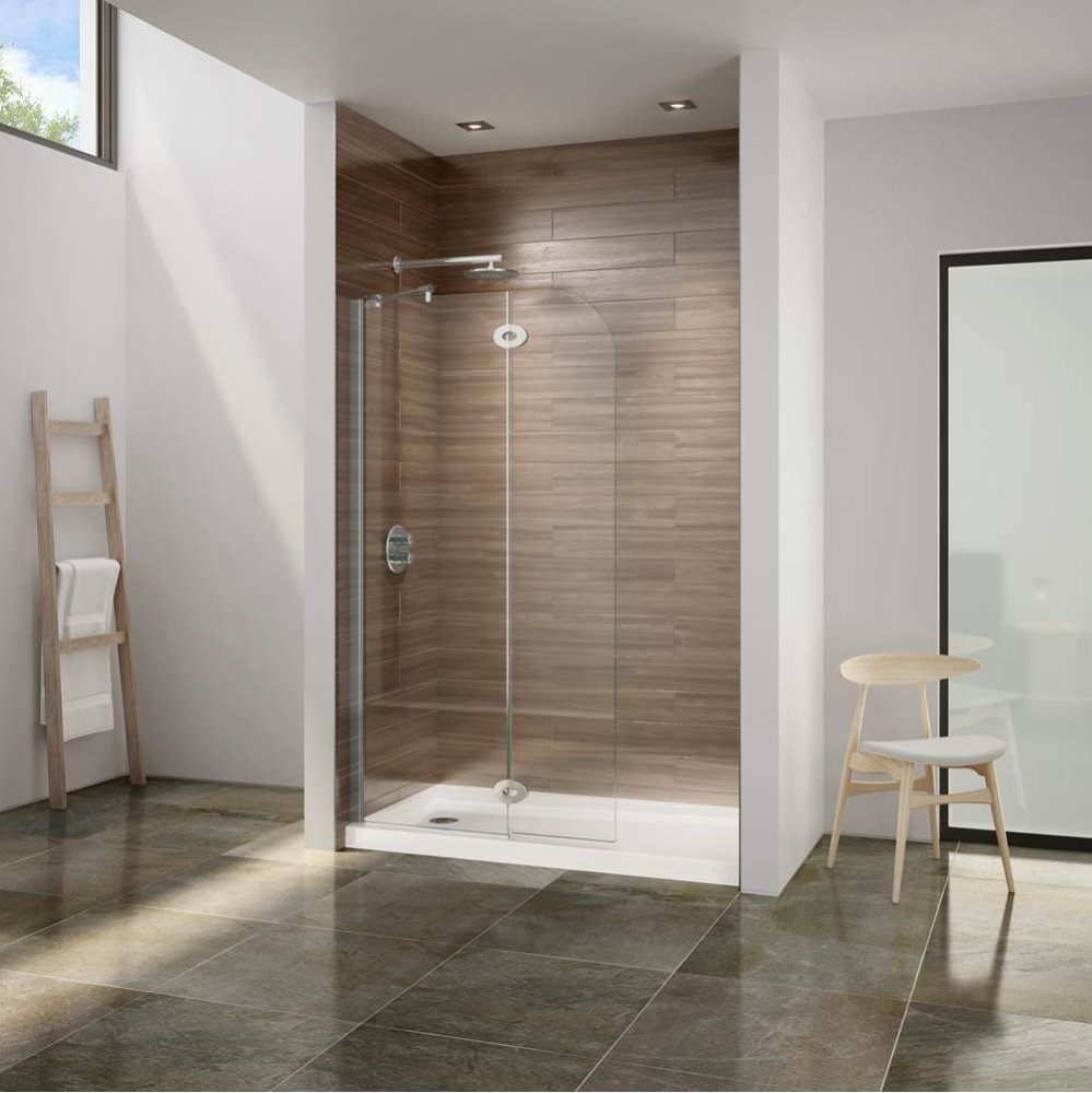 EVOLUTION ROUND SHOWER SHIELD/33x79/CHROME/OVAL HINGE