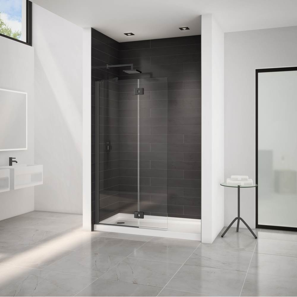 EVOLUTION SQ SHOWER SHIELD/33x79/MATTE BLACK/RECT HINGE