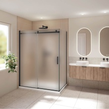 Fleurco Canada NHS248L36L-33-80-79 - HORIZON 2SIDED/48x36/L INL x L RET/MATTE BLACK/79H/MIST SKR+