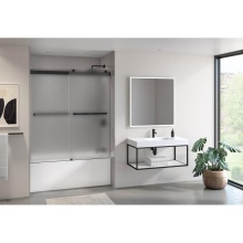 Fleurco Canada NPST60-33-80 - GEMINI PLUS TUB 60''/MATTE BLACK/10MM/MIST SKR+