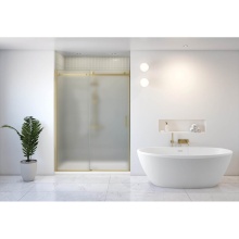 Fleurco Canada NSS148-12-80L-79 - SKYLINE INLINE 48W 79H/BRUSHED GOLD/8MM/LEFT/MIST SKR+