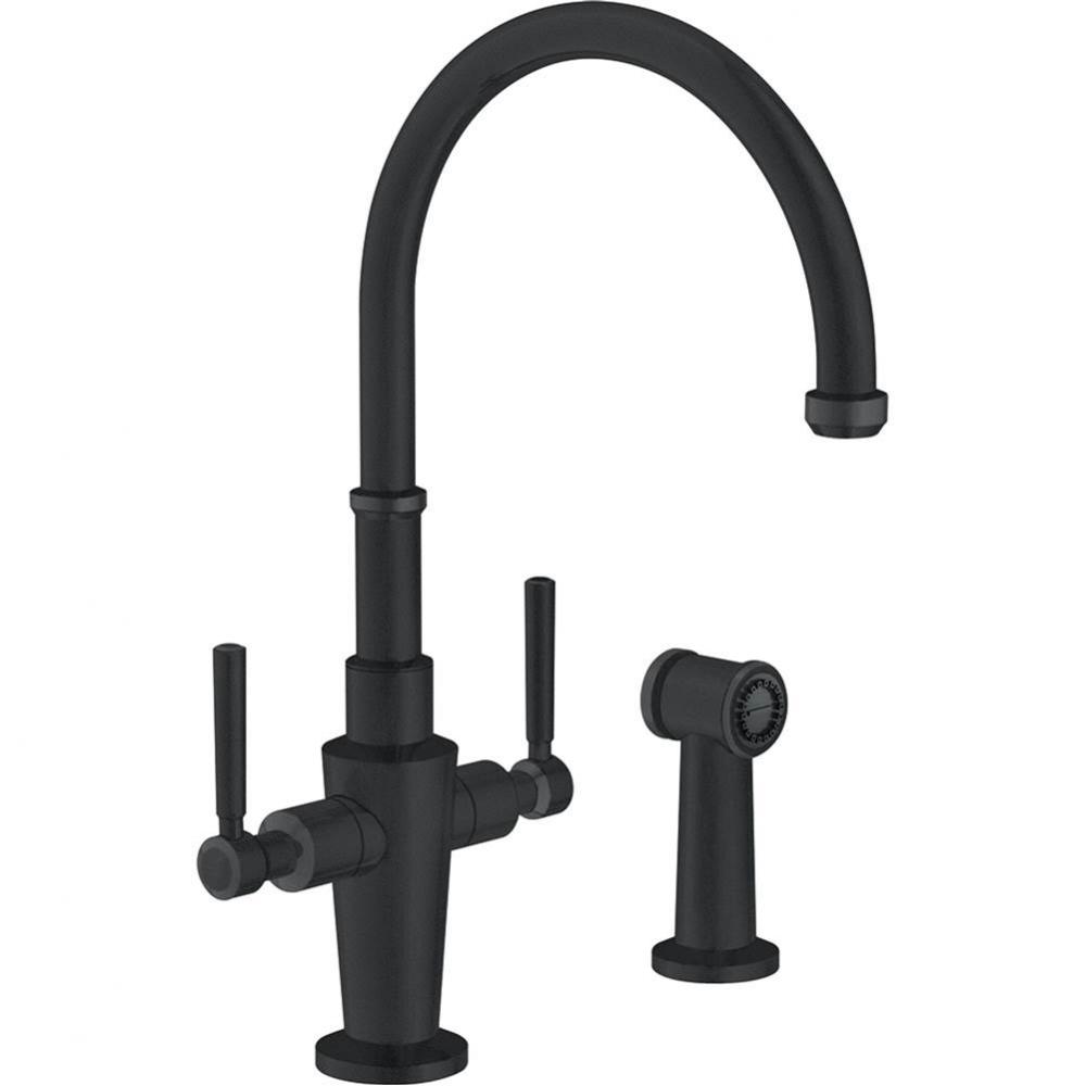 Absinthe 1 Hole Faucet With Side Spray, Matt Black Finish