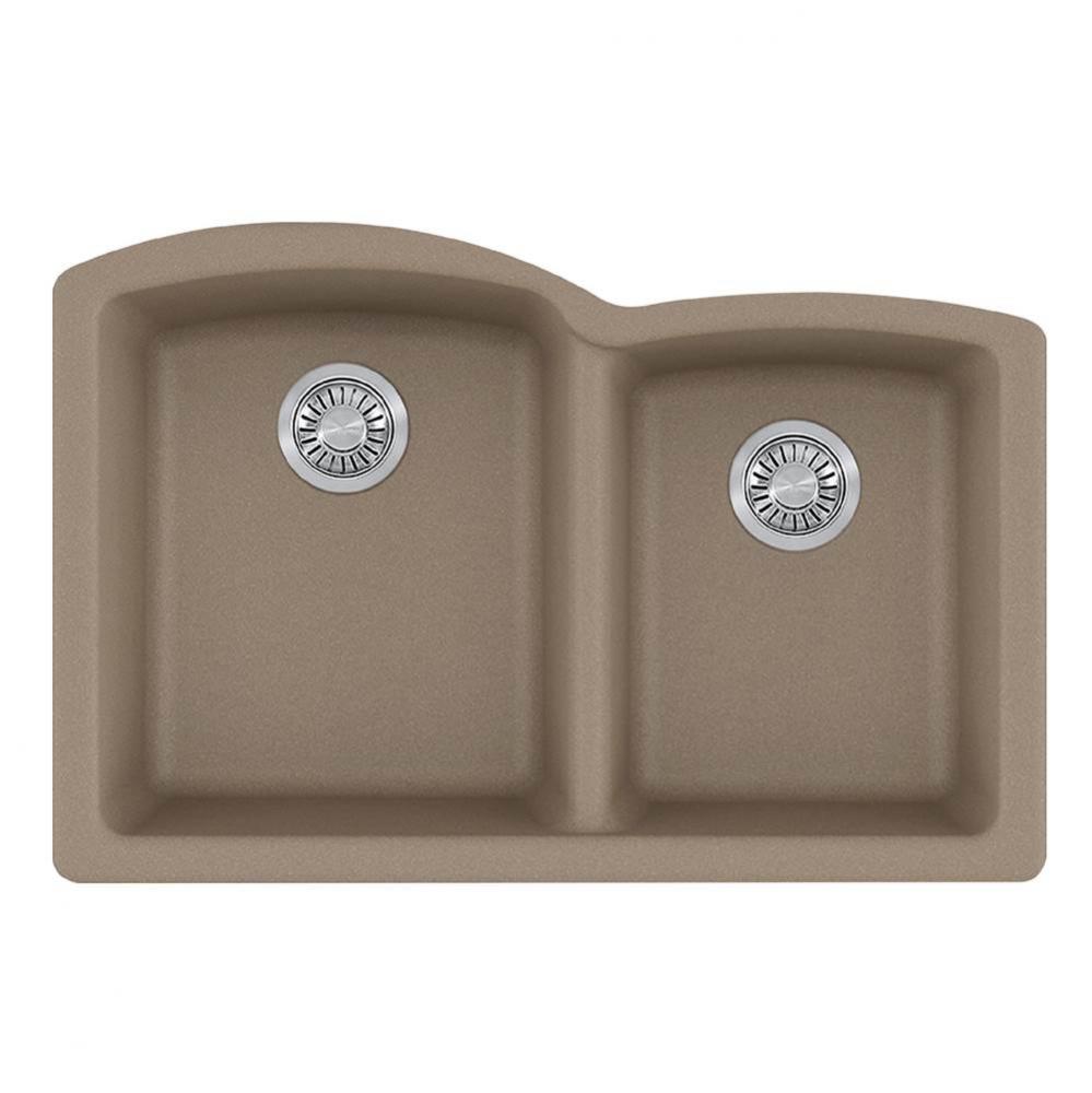 Ellipse 33.0-in. x 21.7-in. Oyster Granite Undermount Double Bowl Kitchen Sink - ELG160OYS-CA