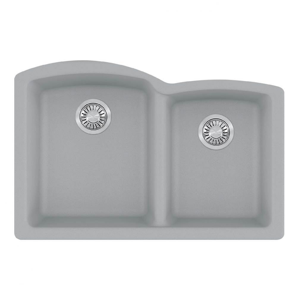 Ellipse 33.0-in. x 21.7-in. Stone Grey Granite Undermount Double Bowl Kitchen Sink - ELG160STO-CA