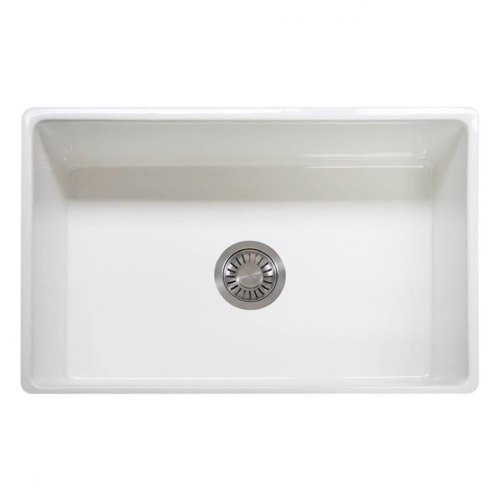 Farm House 30-in. x 20-in. White Apron Front Single Bowl Fireclay Kitchen Sink - FHK710-30WH