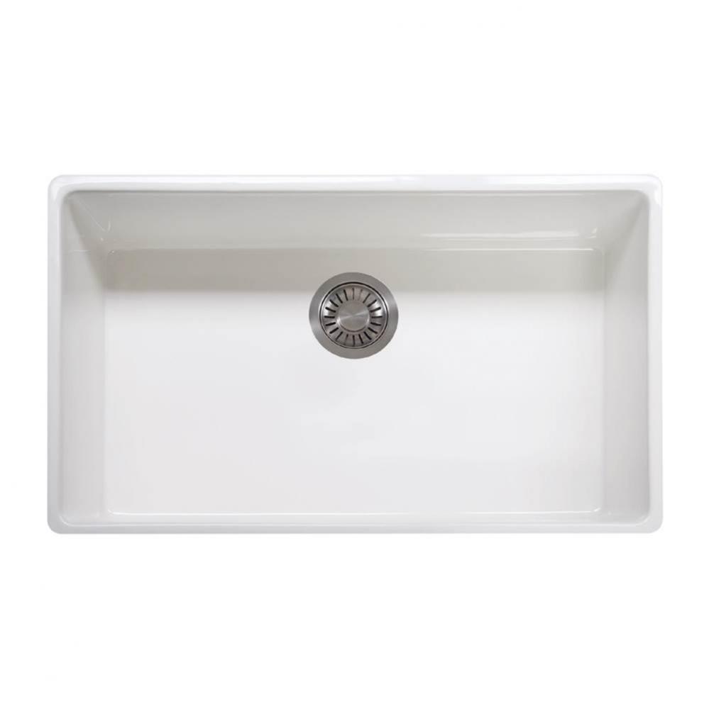 Farm House 33-in. x 20-in. White Apron Front Single Bowl Fireclay Kitchen Sink - FHK710-33WH