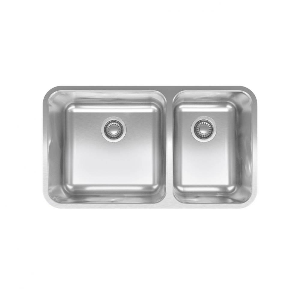 Grande 32.88-in. x 18.7-in. 18 Gauge Stainless Steel Undermount Double Bowl Kitchen Sink - GDX1603