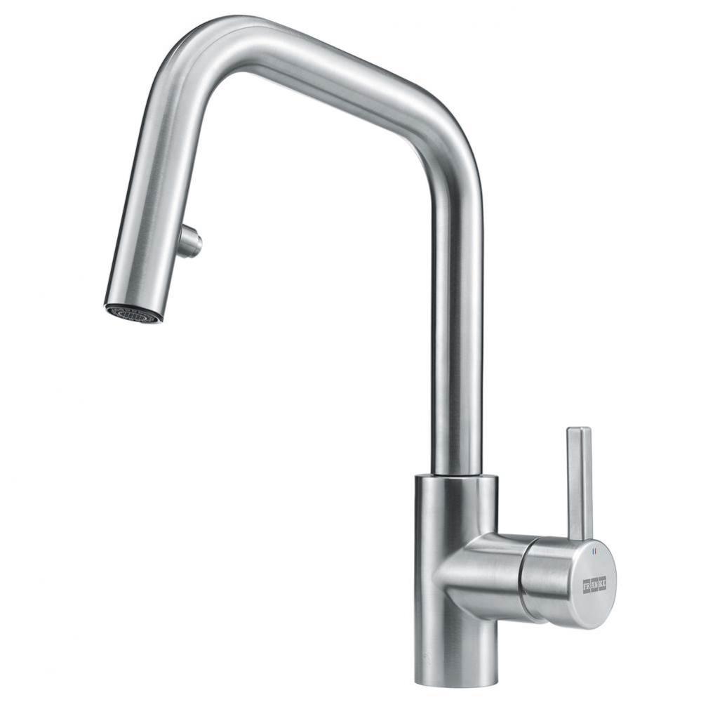Kubus Single Handle Pull-Down Kitchen Prep/Bar Faucet in Stainless Steel, KUB-PR-304