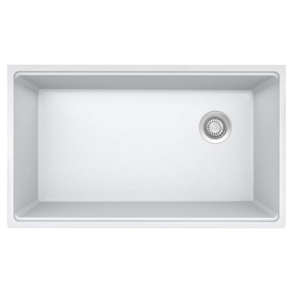 Franke Maris Undermount 33-in x 19.31-in Fragranite Single Bowl Kitchen Sink in Polar White