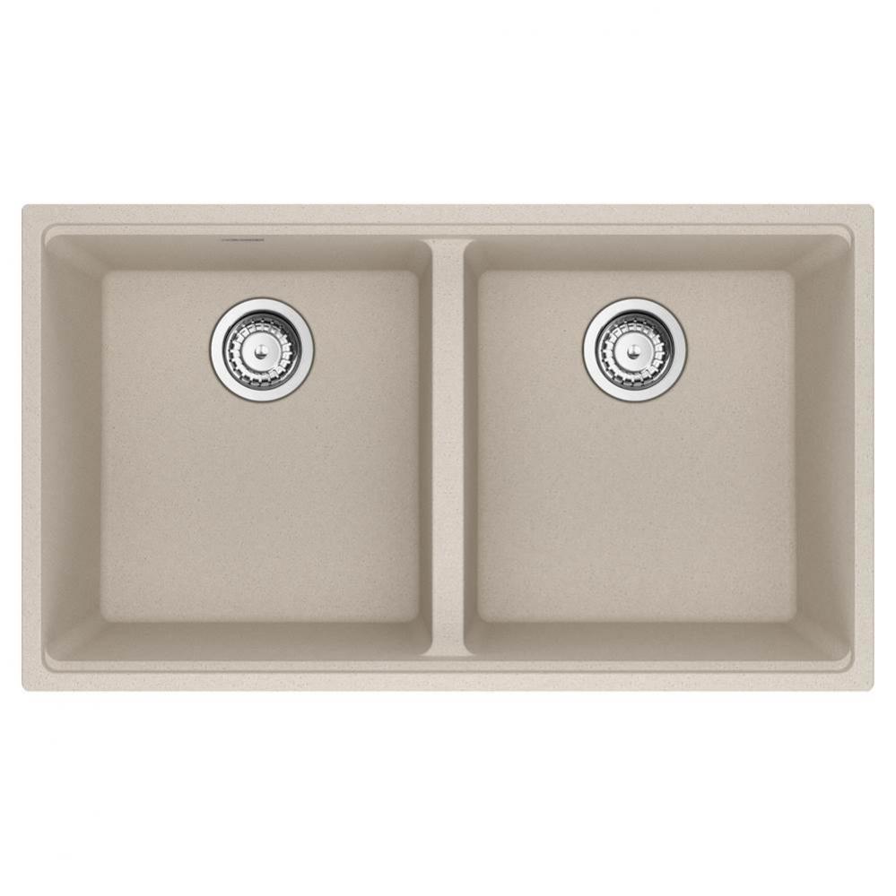 Franke Maris Undermount 33-in x 18.94-in Fragranite Double Bowl Kitchen Sink in Champagne