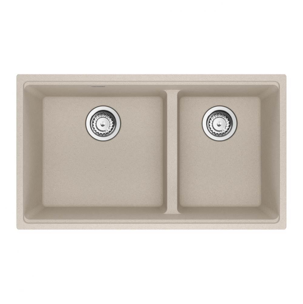 Franke Maris Undermount 31-in x 17.81-in Fragranite Double Bowl Kitchen Sink in Champagne