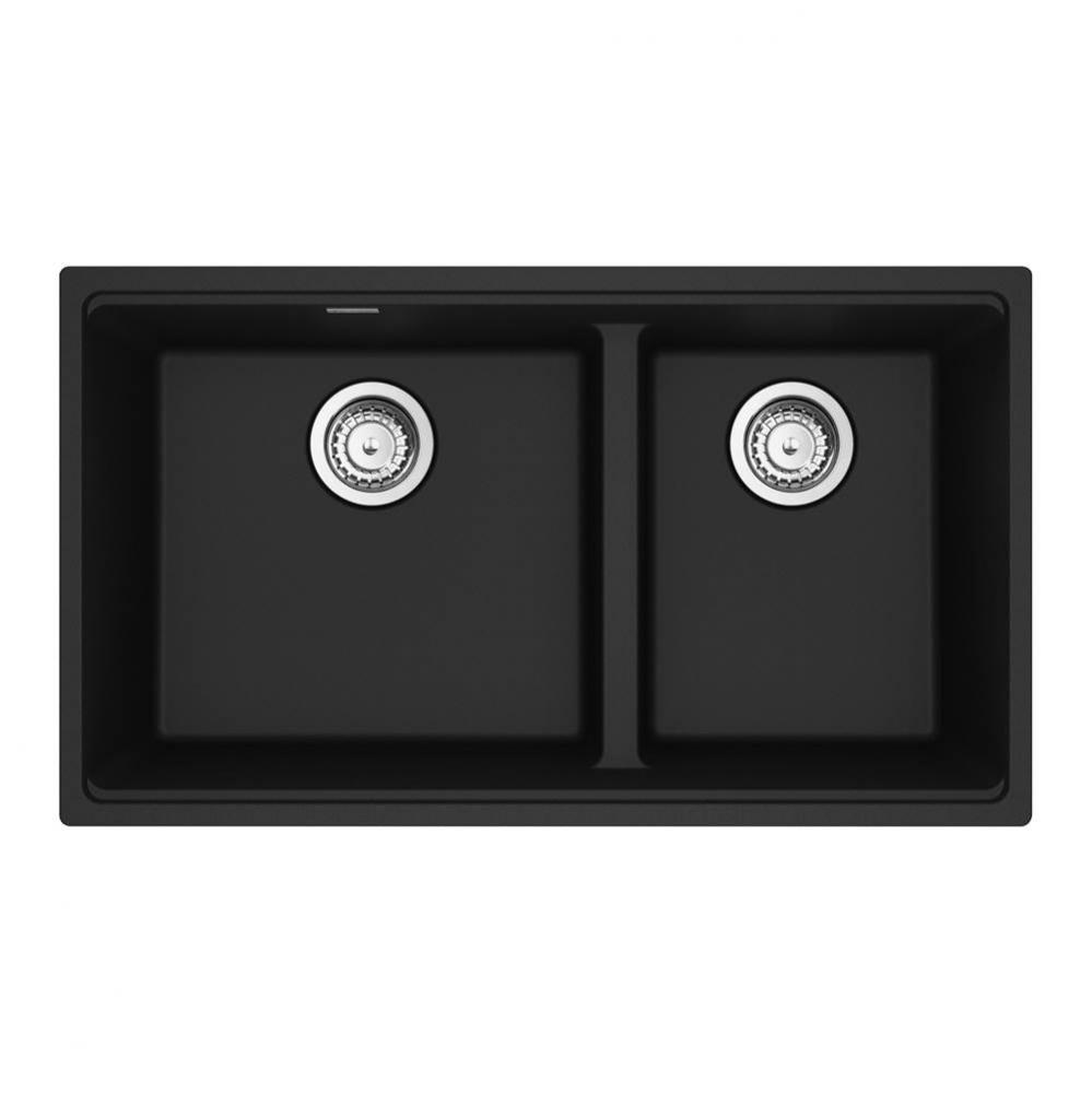 Franke Maris Undermount 31-in x 17.81-in Fragranite Double Bowl Kitchen Sink in Matte Black