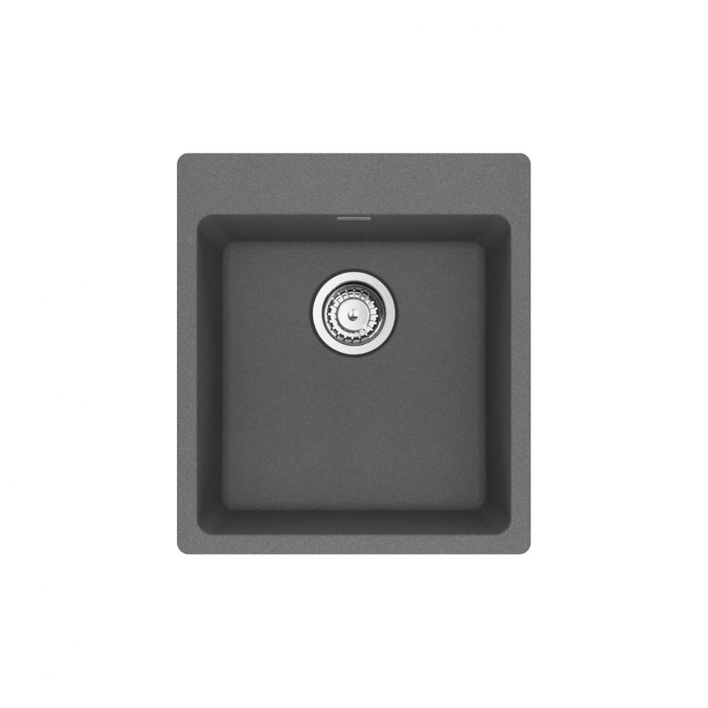 Franke Maris Dual Mount 17.31-in x 19.69-in Fragranite Single Bowl Bar / Prep Sink in Stone Grey