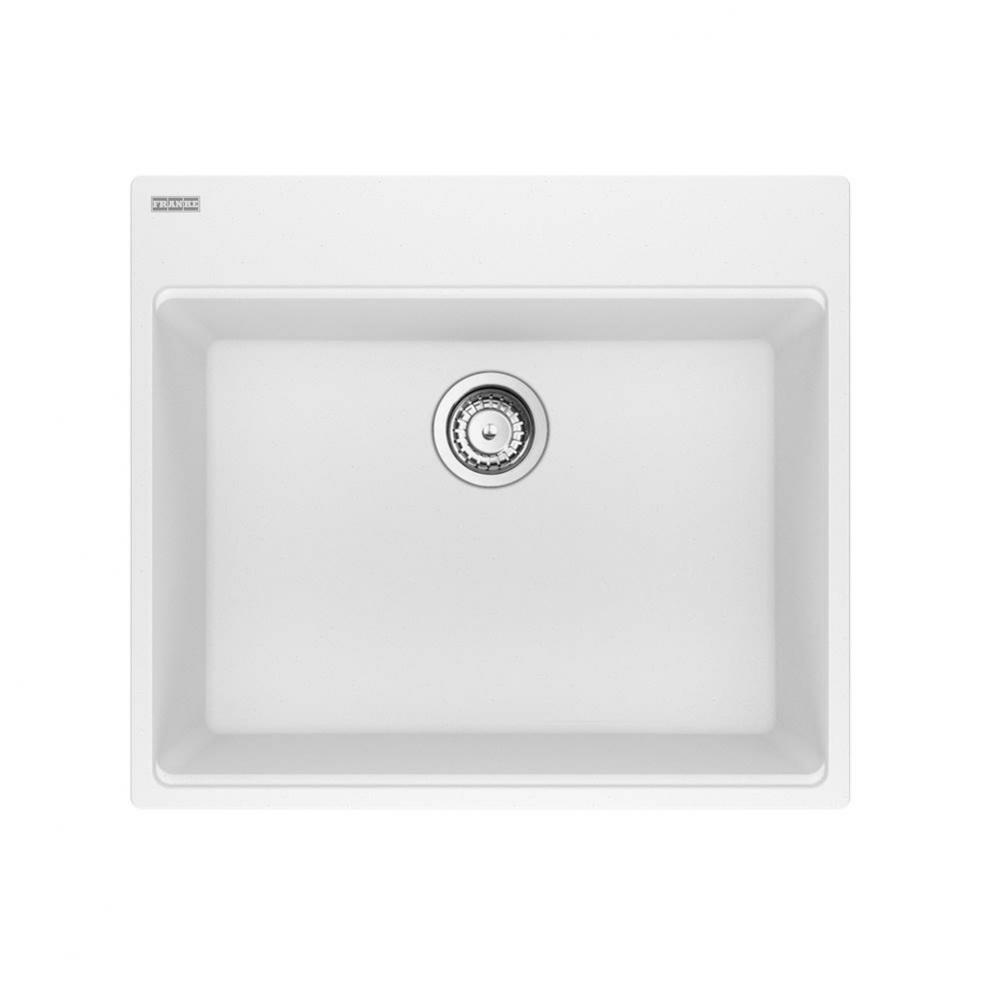 Franke Maris Dual Mount 25-in x 22-in Fragranite Single Bowl Kitchen Sink in Polar White