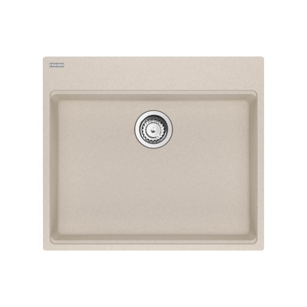 Franke Maris Dual Mount 25-in x 22-in Fragranite ADA Single Bowl Kitchen Sink in Champagne