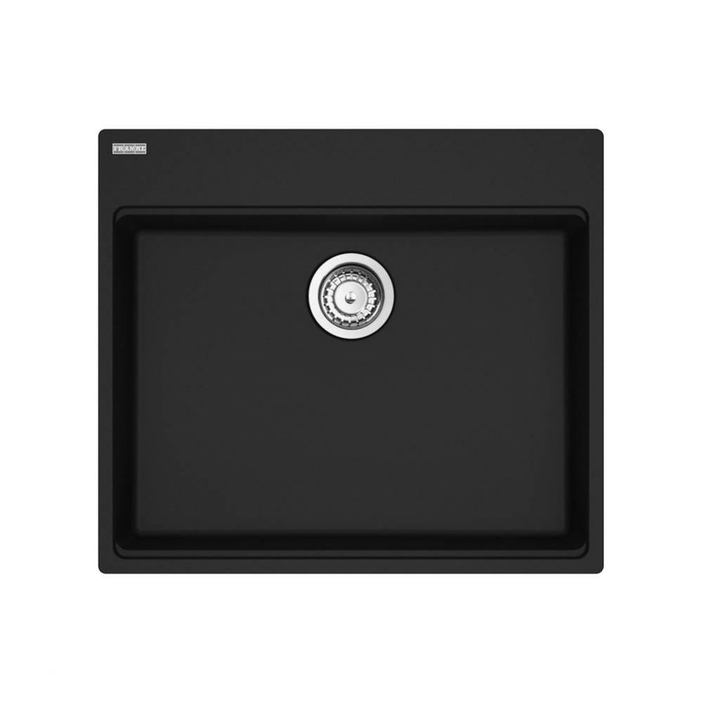 Franke Maris Dual Mount 25-in x 22-in Fragranite ADA Single Bowl Kitchen Sink in Matte Black