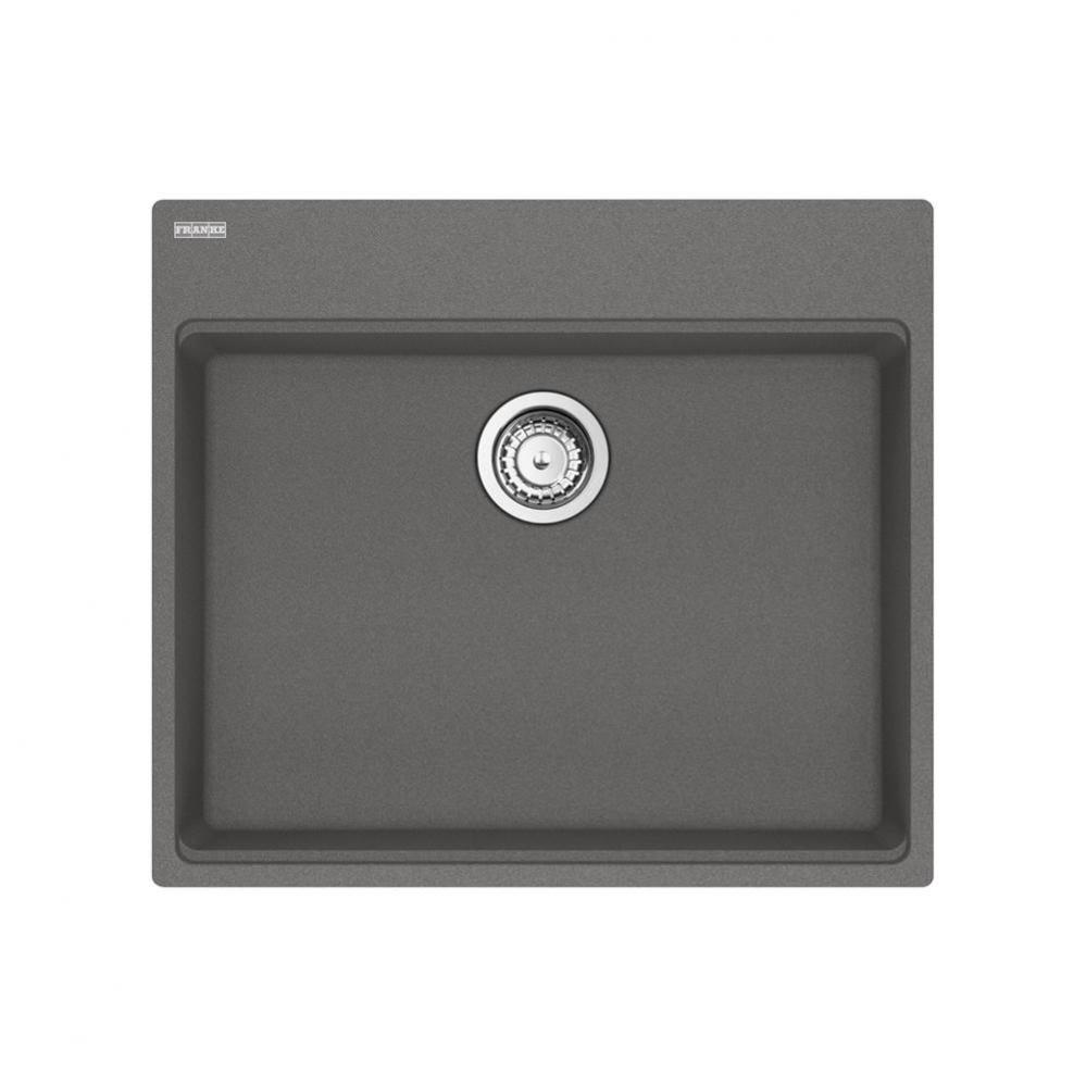 Franke Maris Dual Mount 25-in x 22-in Fragranite ADA Single Bowl Kitchen Sink in Stone Grey