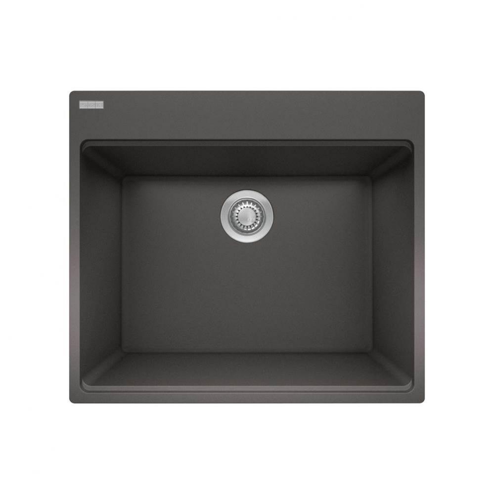 Maris Dual Mount 25-in x 22-in Granite Dual Mount Single Bowl Laundry Sink in Slate Grey