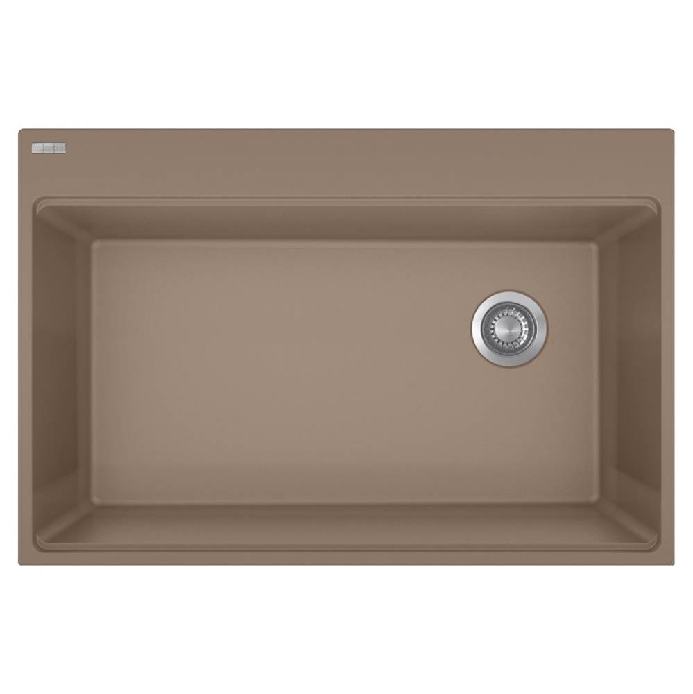 Franke Maris Dual Mount 33-in x 22-in Fragranite Single Bowl Kitchen Sink in Oyster