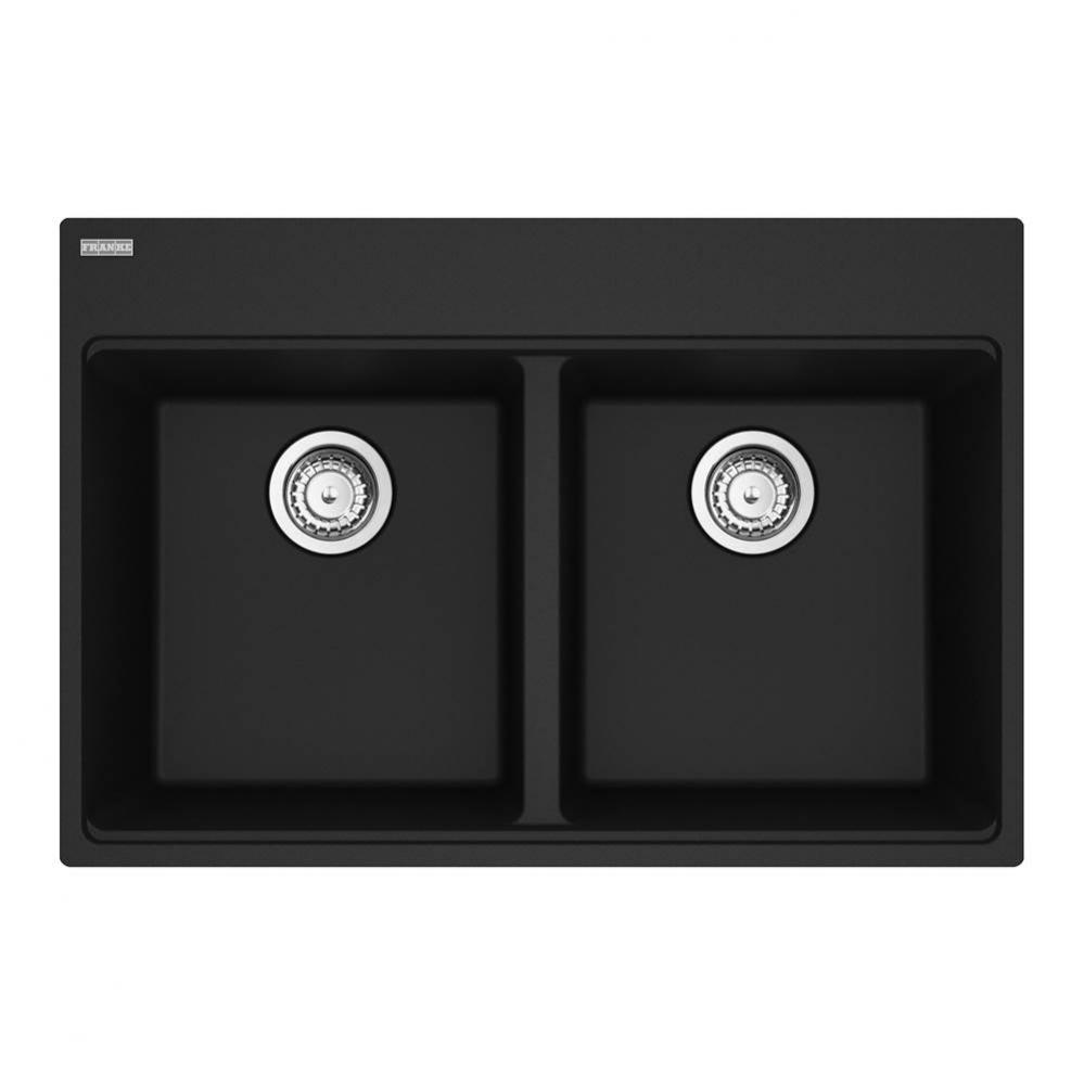 Maris Topmount 31-in x 20.88-in Granite Double Bowl Kitchen Sink in Matte Black