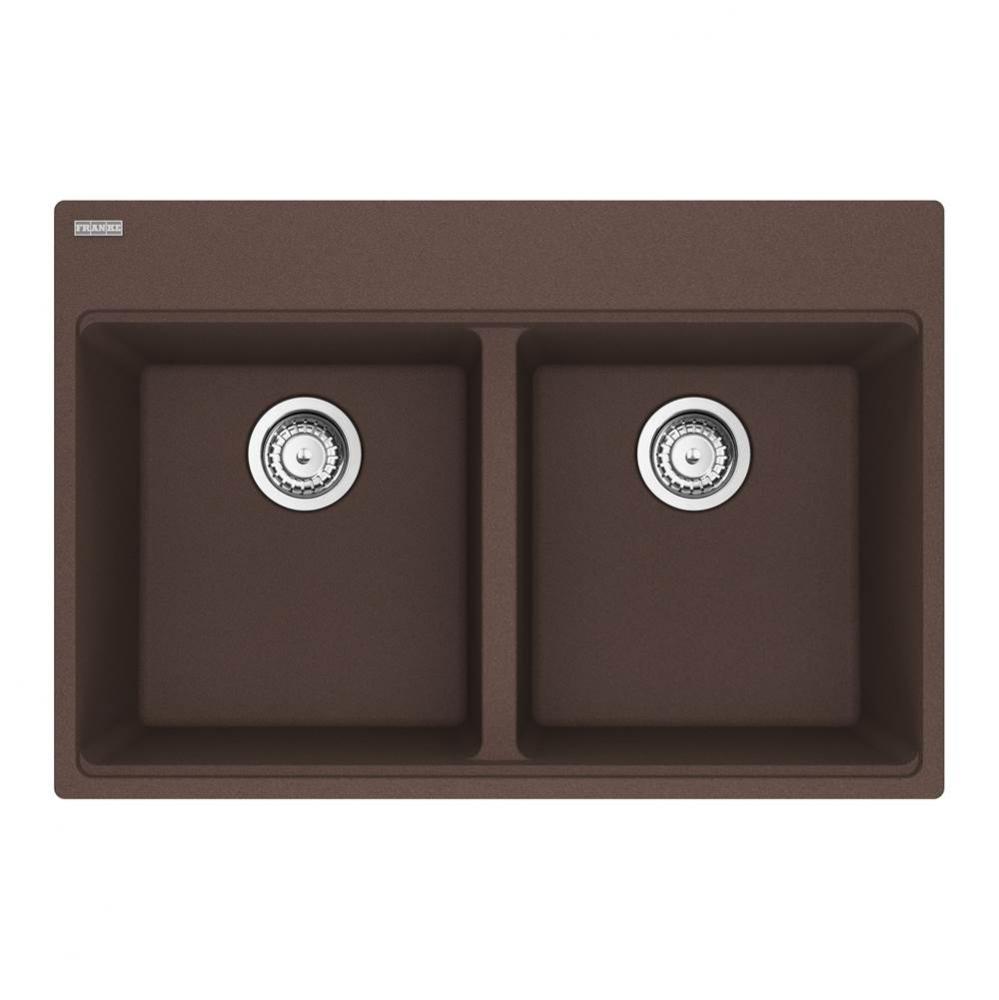 Maris Topmount 31-in x 20.88-in Granite Double Bowl Kitchen Sink in Mocha